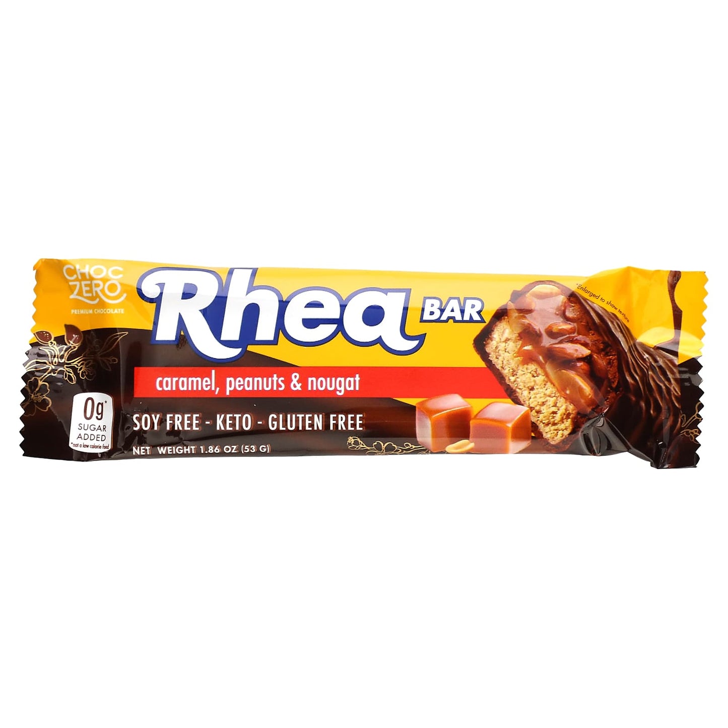 ChocZero, Rhea Candy Bar, Caramel, Peanuts & Nougat, 10 Individually Wrapped Bars, 1.86 oz (53 g)