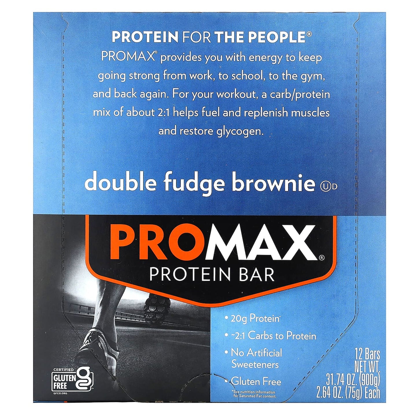 NuGo Nutrition-ProMax Protein Bar-Double Fudge Brownie-12 Bars-2.64 oz (75 g) Each