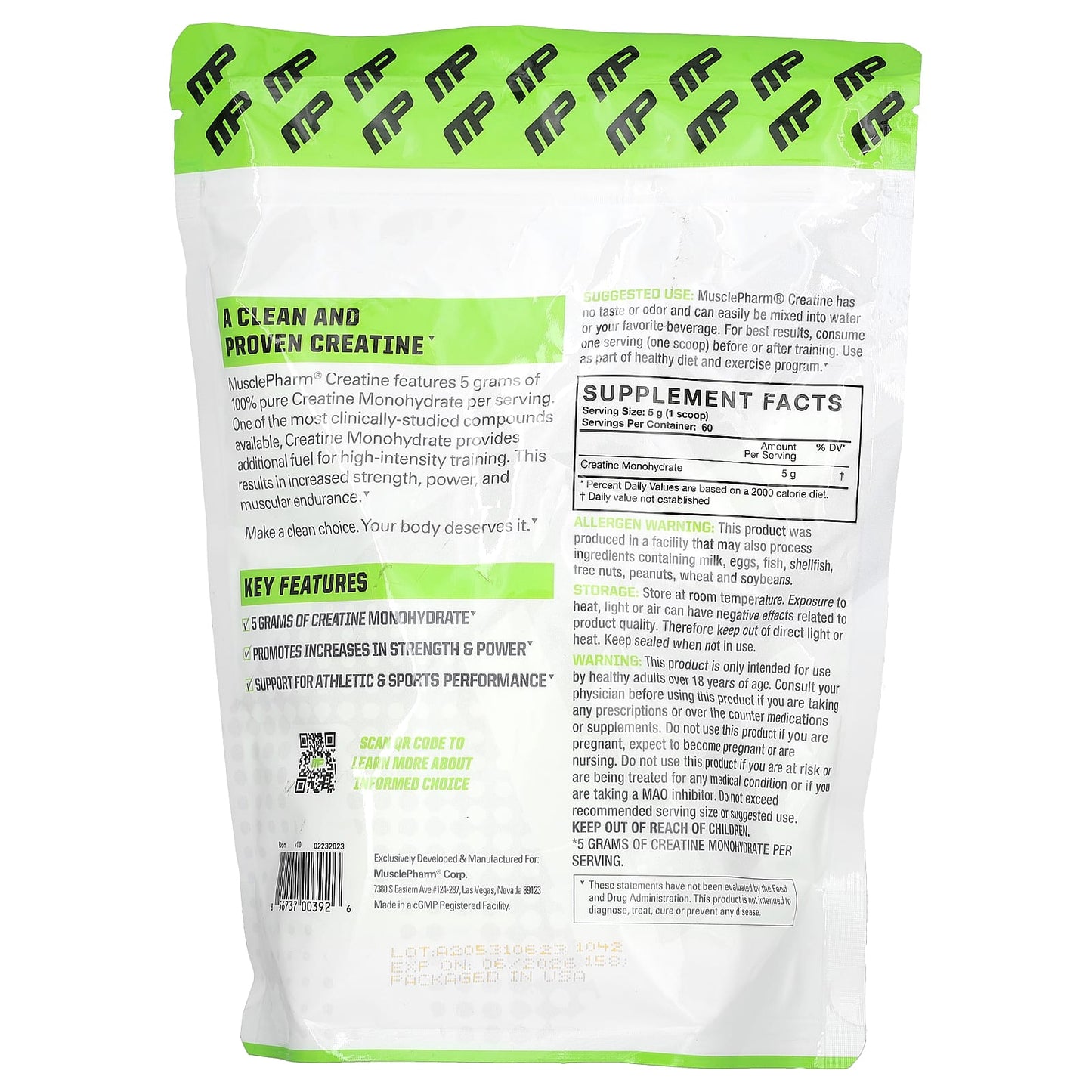 MusclePharm, Essentials, Creatine, Unflavored, 0.66 lbs (300 g)