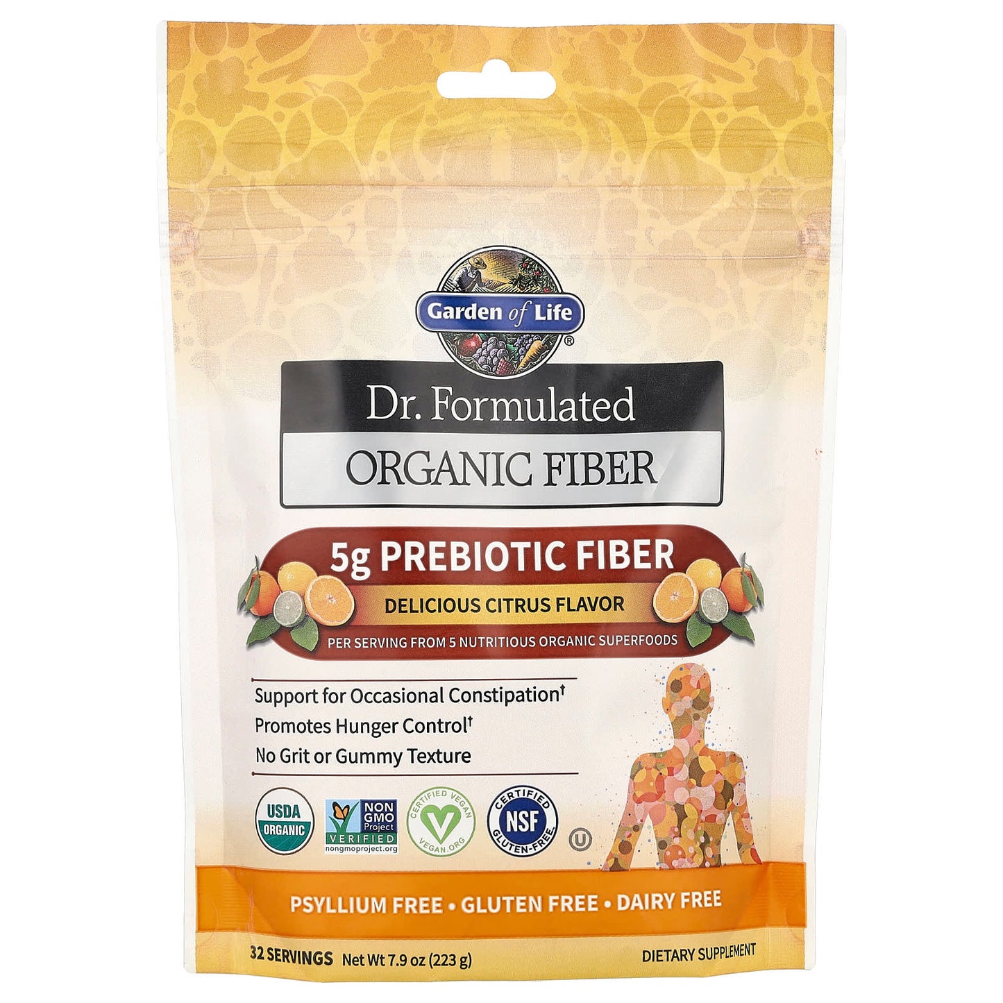 Garden of Life-Dr. Formulated Organic Fiber-Citrus-7.9 oz (223 g)