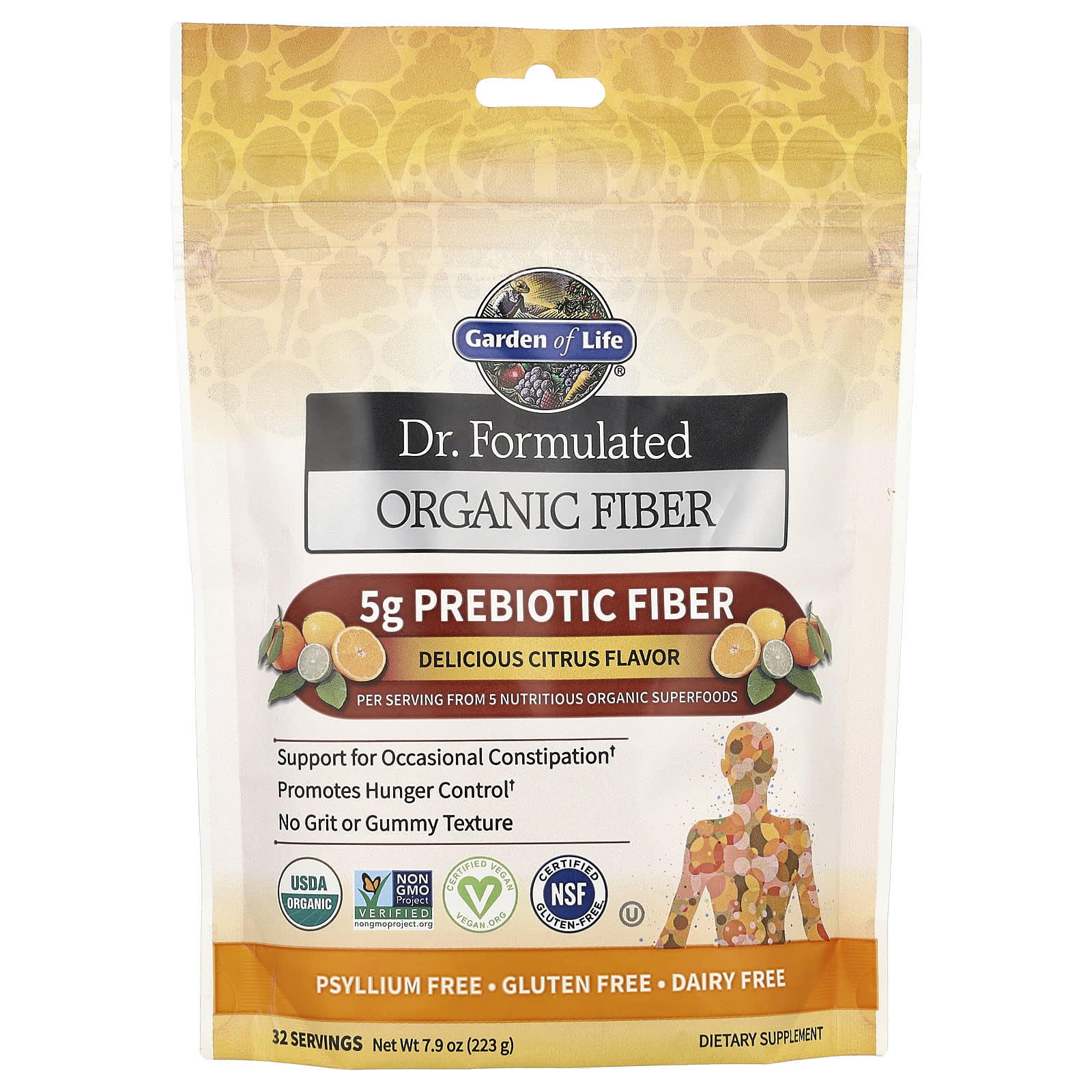 Garden of Life-Dr. Formulated Organic Fiber-Citrus-7.9 oz (223 g)