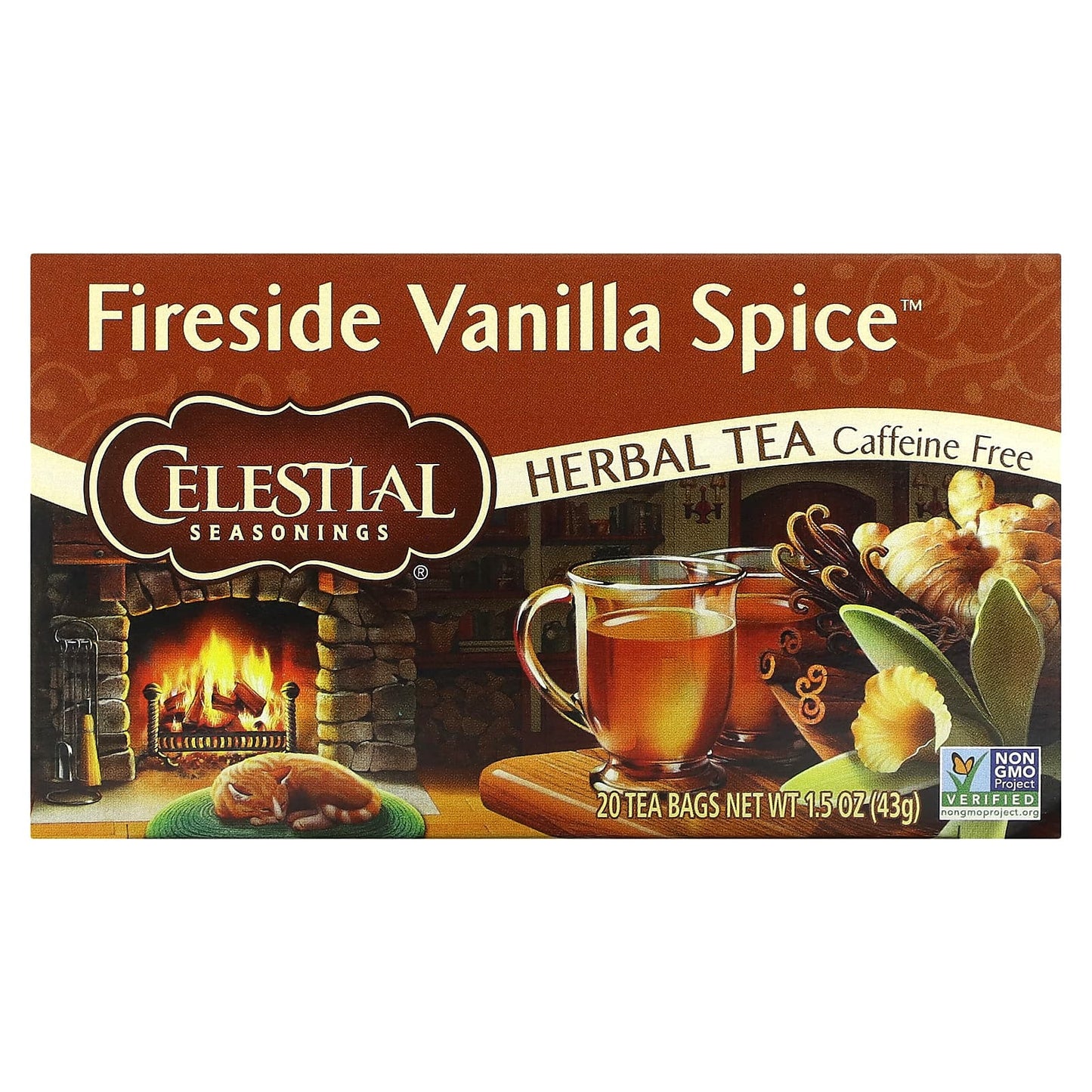 Celestial Seasonings-Herbal Tea-Fireside Vanilla Spice-Caffeine Free-20 Tea Bags 1.5 oz (43 g)