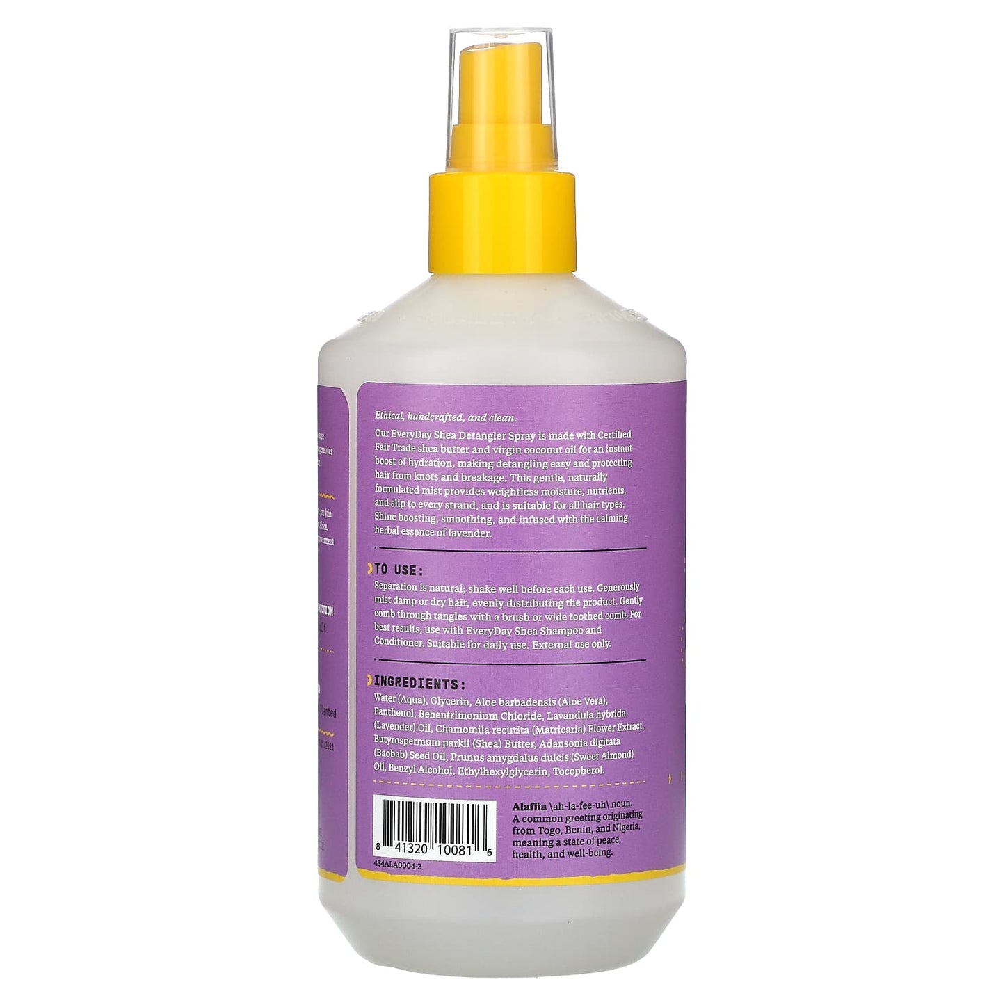 Alaffia, Everyday Shea Detangler Spray, Lavender, 12 fl oz (354 ml)