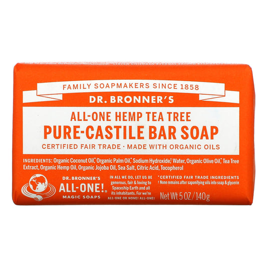 Dr. Bronner's-Pure Castile Bar Soap-All-One Hemp-Tea Tree-5 oz (140 g)