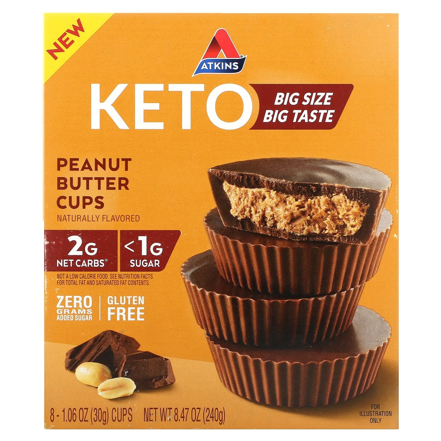 Atkins-Peanut Butter Cups-8 Cups-1.06 oz (30 g) Each