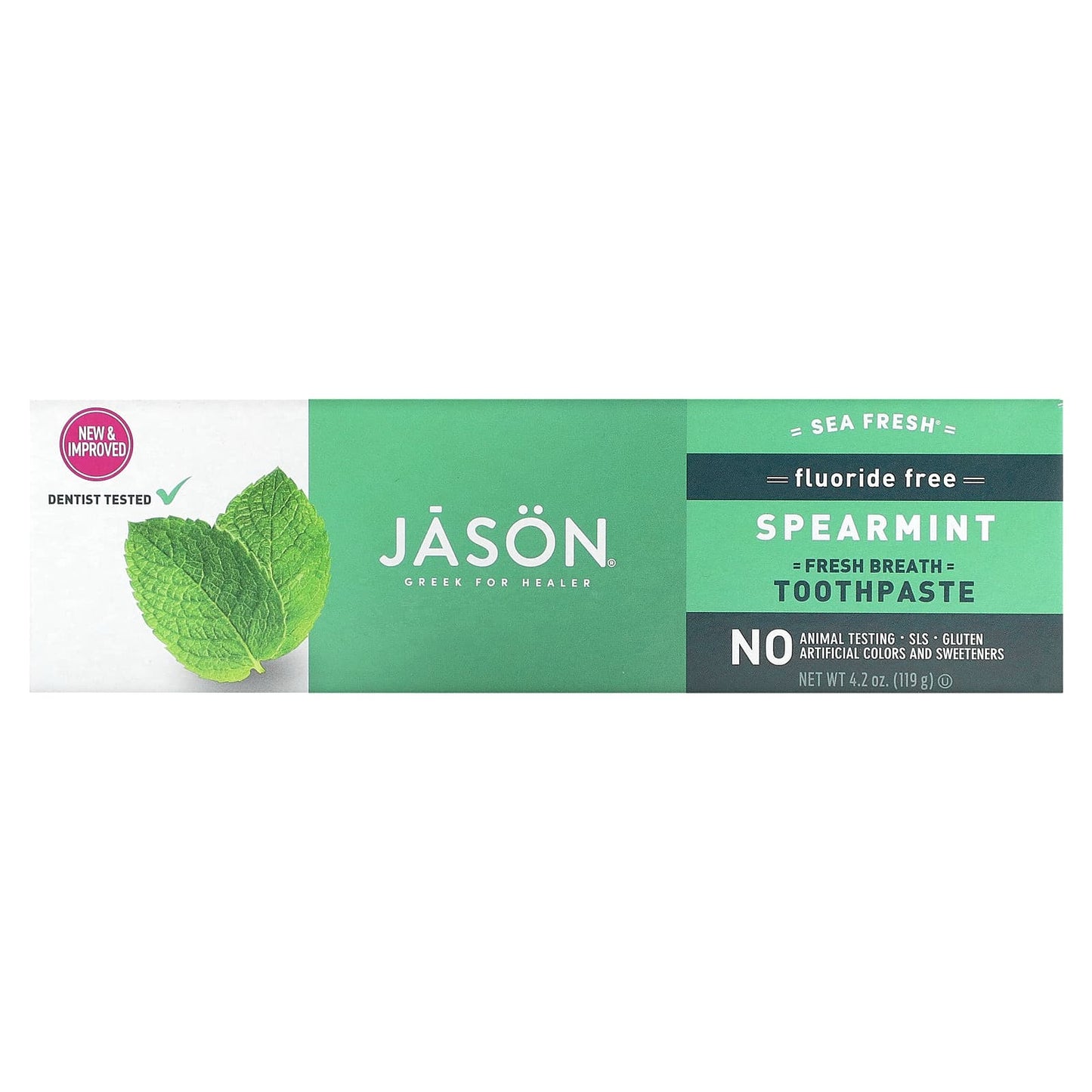 Jason Natural, Sea Fresh, Fresh Breath Toothpaste, Fluoride Free, Spearmint, 4.2 oz (119 g)