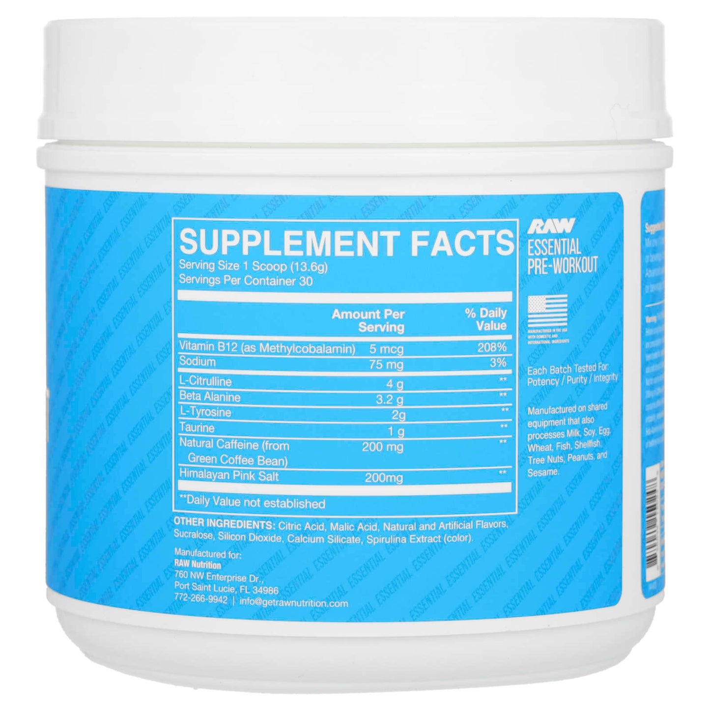 Raw Nutrition, Bum, Essential Pre-Workout, Blue Raspberry, 14.39 oz (408 g)