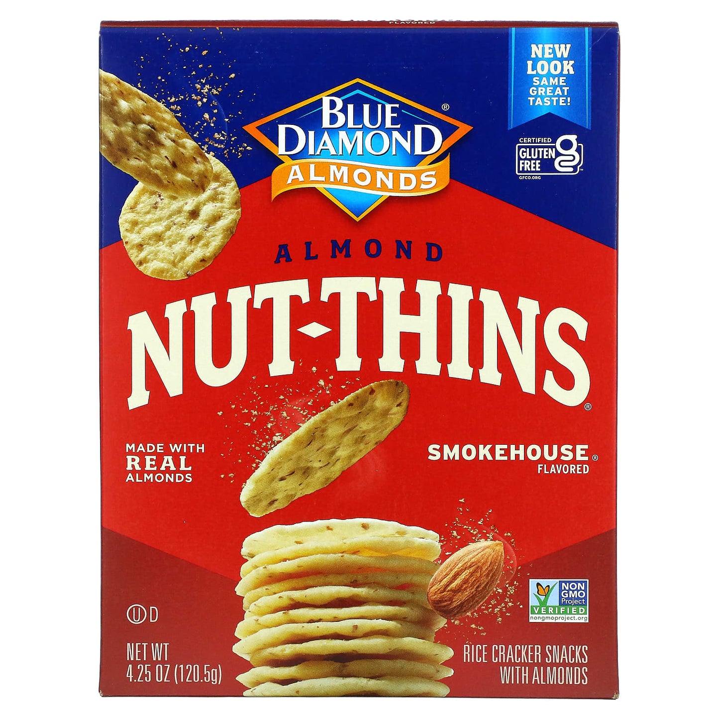 Blue Diamond-Almond Nut-Thins-Rice Cracker Snacks with Almonds-Smokehouse-4.25 oz (120.5 g)