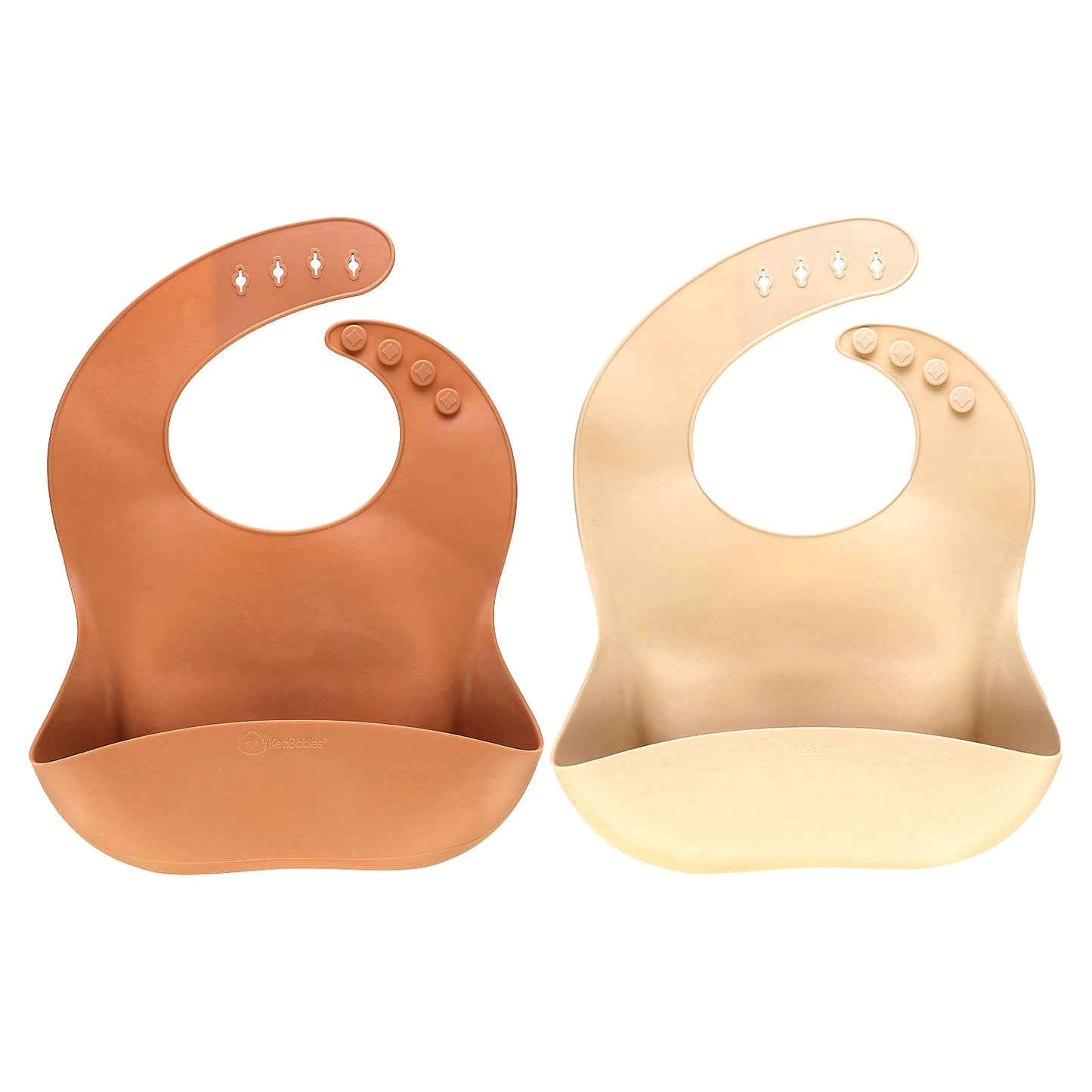 KeaBabies, Prep Silicone Bibs, 6-36 Months, Terracotta, 2 Pack