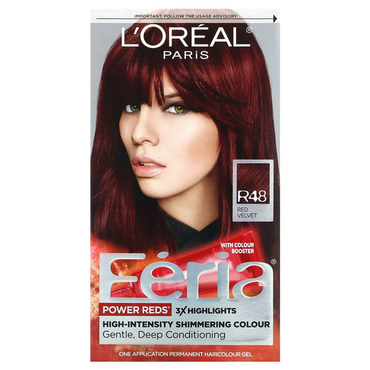 L'Oréal-Feria-Power Reds-High-Intensity Shimmering Colour-R48 Red Velvet-1 Application