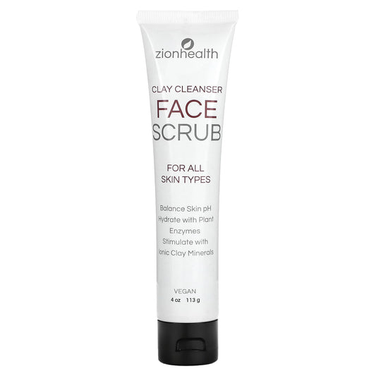 Zion Health-Face Scrub-Clay Cleanser-For All Skin Types-4 oz (113 g)