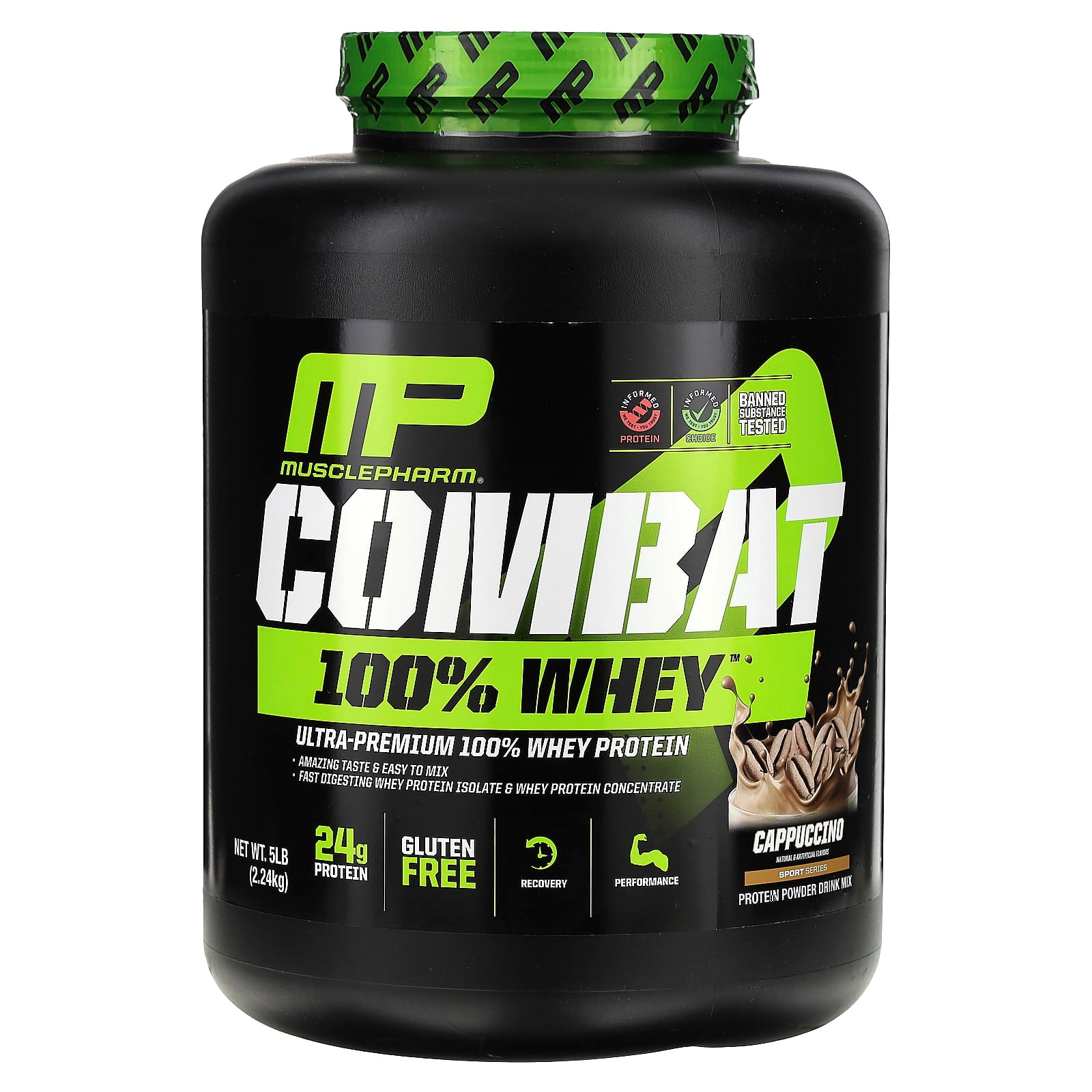 MusclePharm-Combat 100% Whey Protein-Cappuccino-5 lb (2.24 kg)