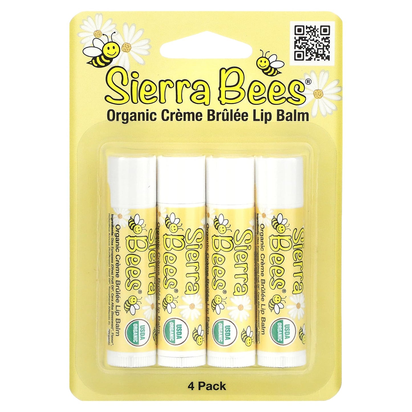 Sierra Bees, Organic Lip Balms, Creme Brulee, 4 Pack, 0.15 oz (4.25 g) Each