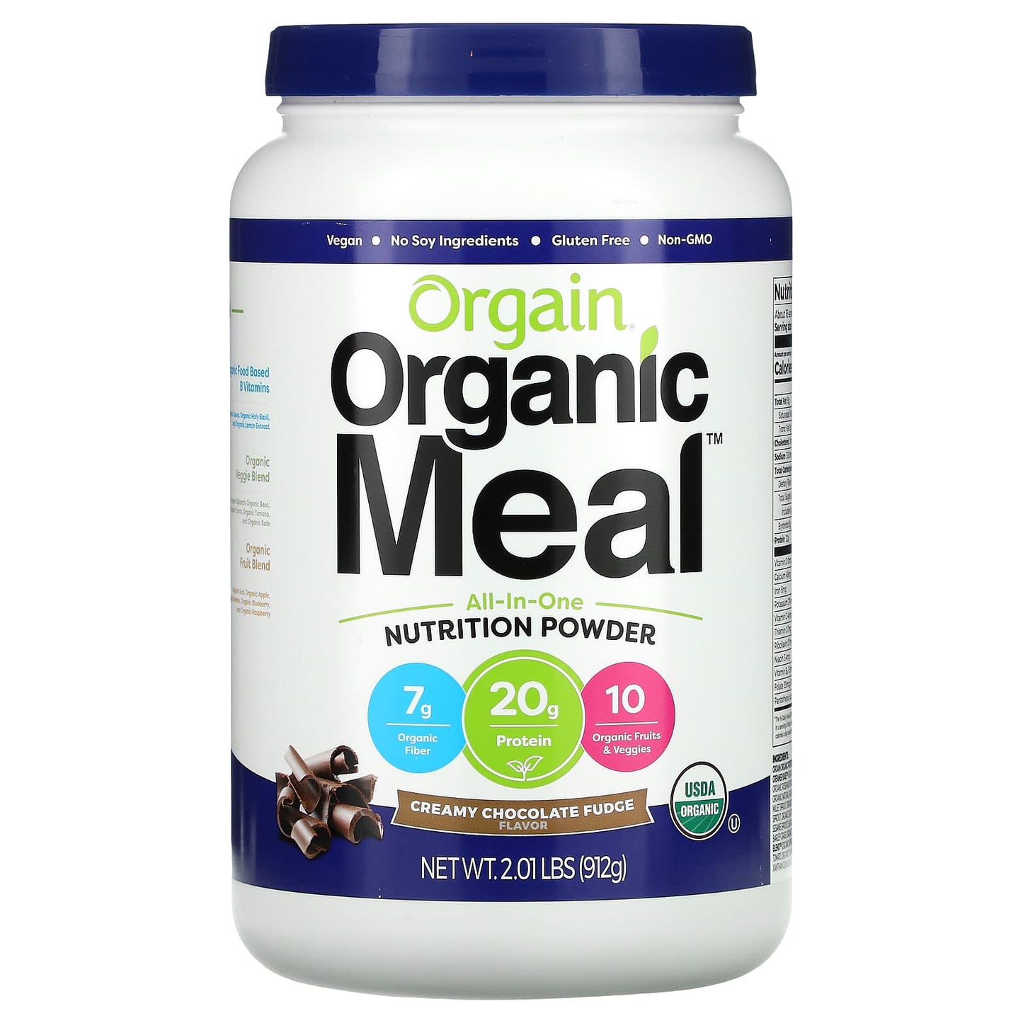 Orgain-Organic Meal-All-In-One Nutrition Powder-Creamy Chocolate Fudge-2.01 lbs (912 g)