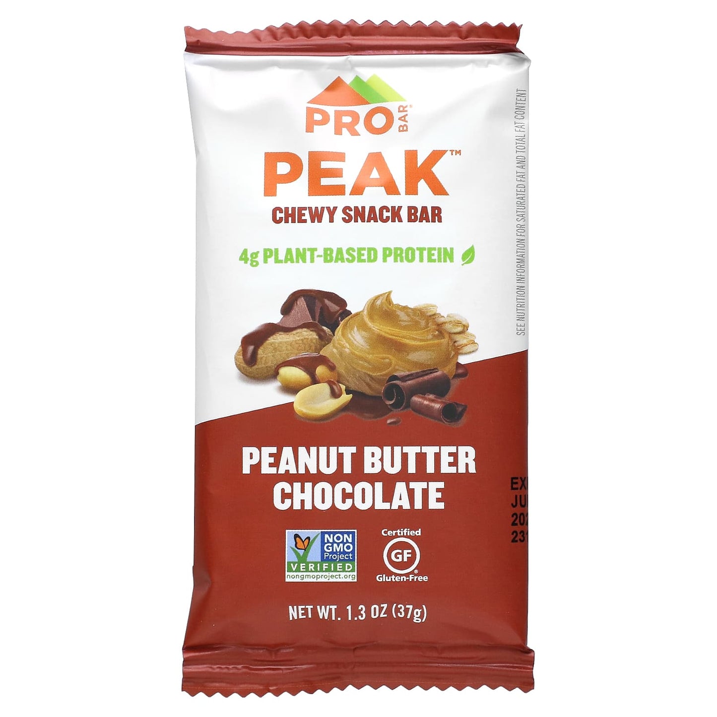 ProBar, Peak, Chewy Snack Bar, Peanut Butter Chocolate, 12 Bars, 1.3 oz (37 g) Each