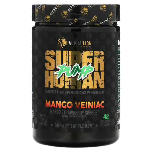 ALPHA LION-SuperHuman Pump-Mango Veiniac-Mango Strawberry Sherbet -12.96 oz (367.5 g)