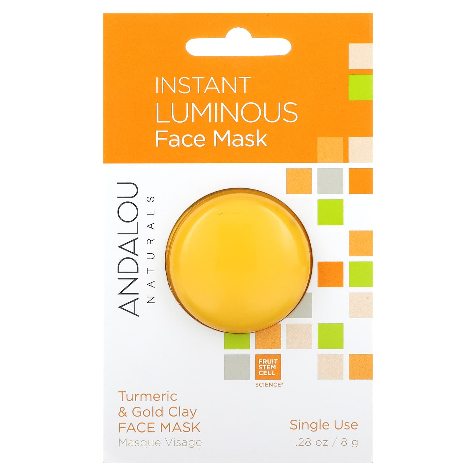 Andalou Naturals-Instant Luminous Beauty Face Mask-Turmeric & Gold Clay-0.28 oz (8 g)