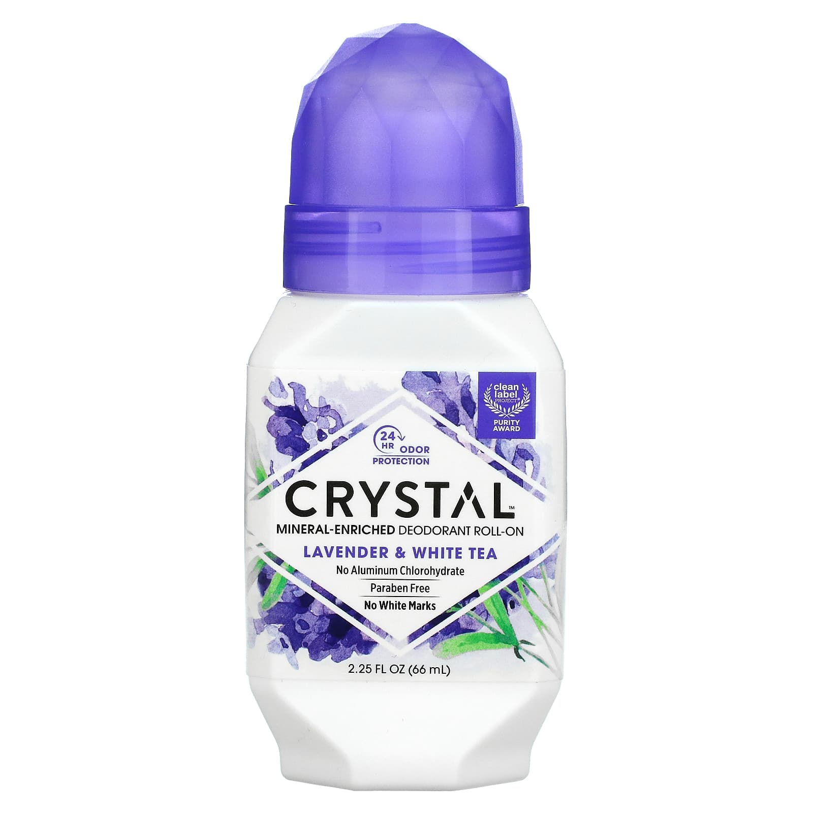 Crystal-Mineral-Enriched Deodorant Roll-On-Lavender & White Tea-2.25 fl oz (66 ml)