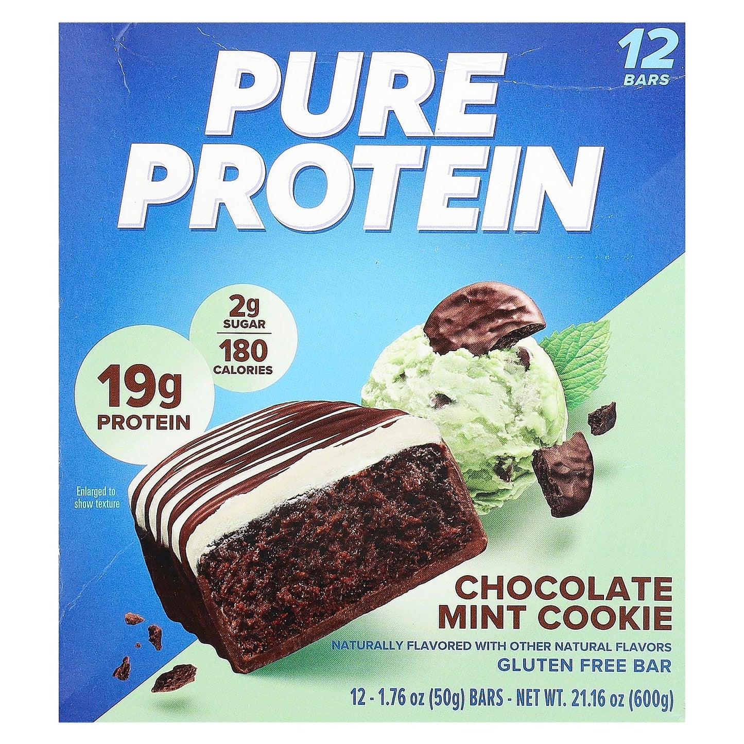 Pure Protein-Gluten Free Bar-Chocolate Mint Cookie -12 Bars-1.76 oz (50 g) Each