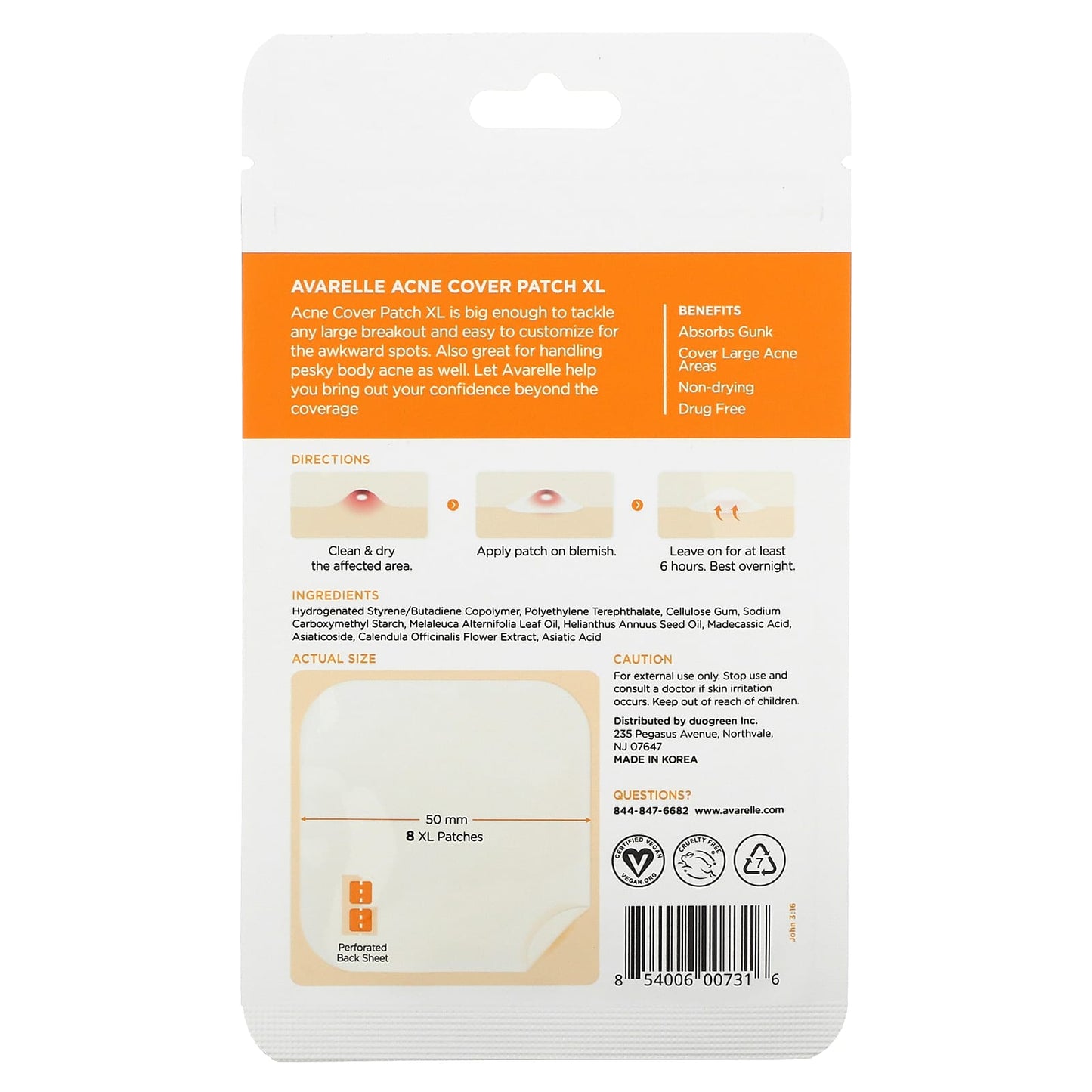 Avarelle, Acne Cover Patch, X-Large, 8 Patches