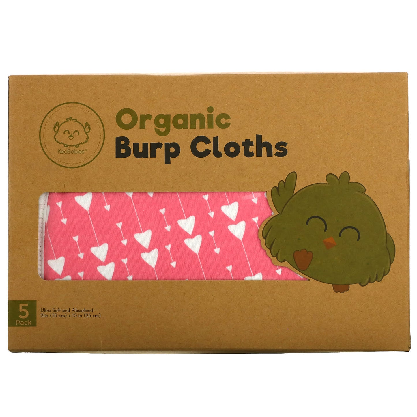 KeaBabies-Organic Burp Cloths-Pink Dreams- 5 Pack