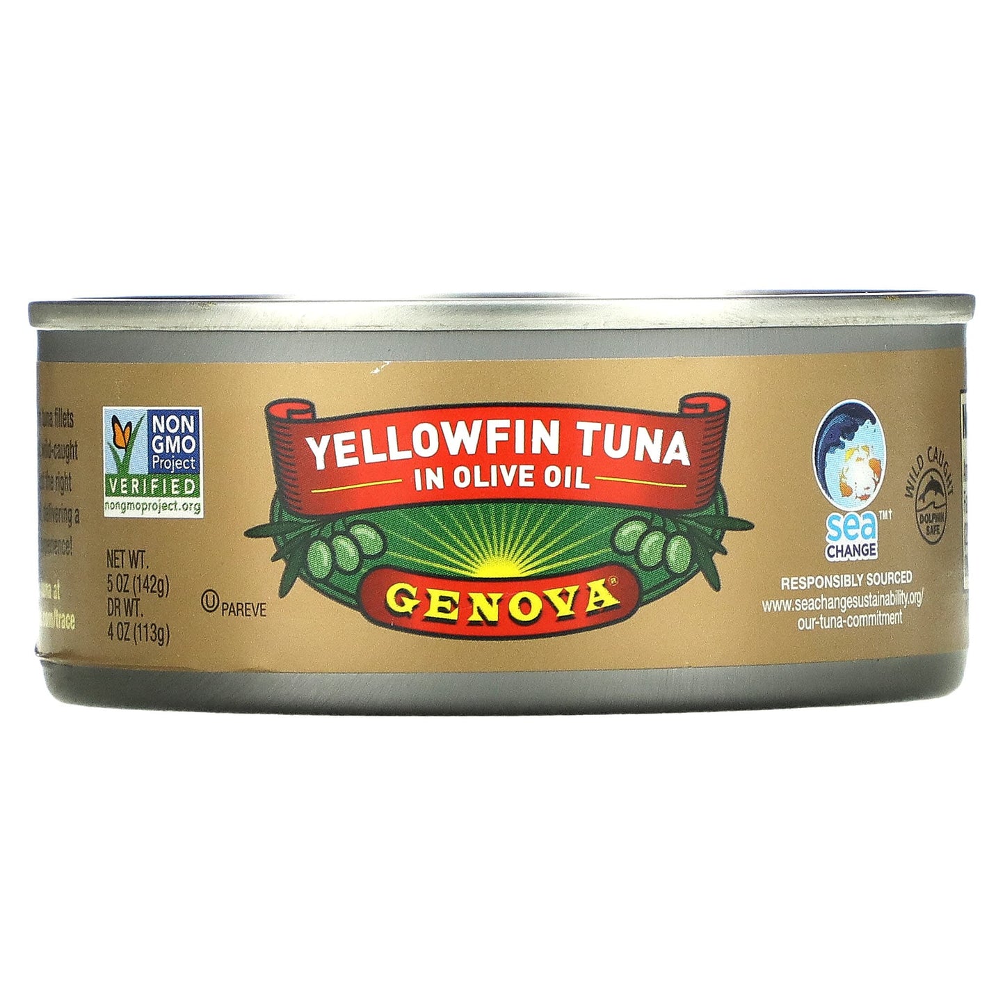 Genova, Yellowfin Tuna In Olive Oil, 4 Pack, 5 oz (142 g) Each