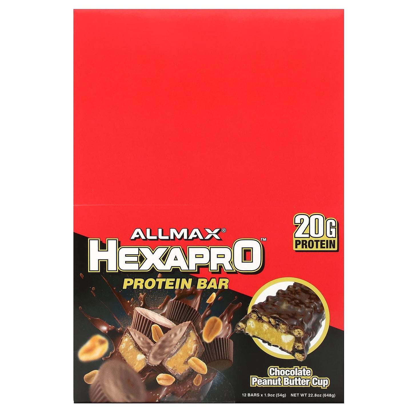 ALLMAX-Hexapro-Protein Bar-Chocolate Peanut Butter Cup-12 Bars-1.9 oz (54 g) Each