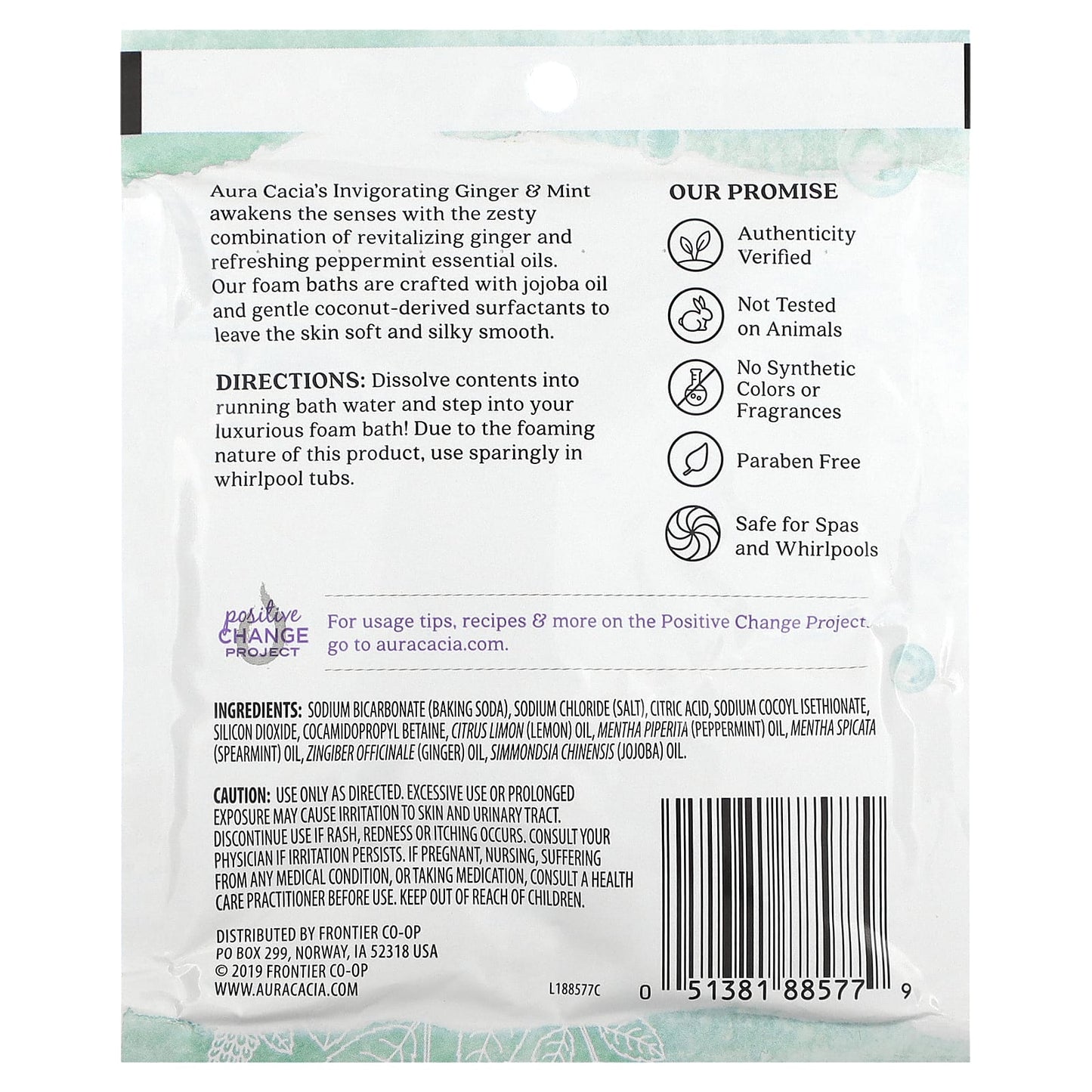 Aura Cacia, Aromatherapy Foam Bath, Ginger & Mint, 2.5 oz (70.9 g)