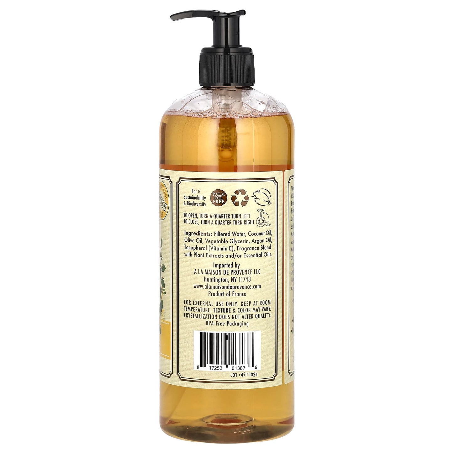 A La Maison de Provence, Body Wash, Honeysuckle With Olive and Argan Oils, 25.36 fl oz (750 ml)