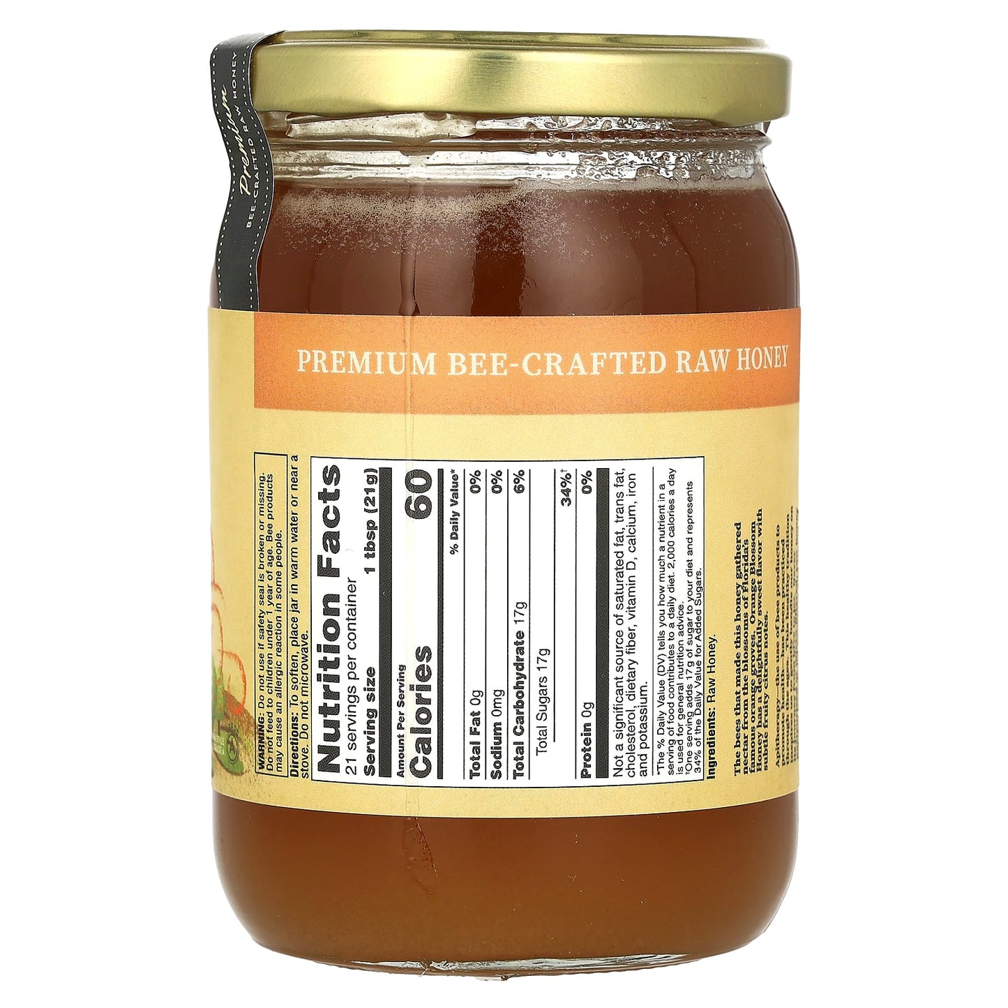 Honey Gardens, Raw Honey, Orange Blossom, 16 oz (454 g)