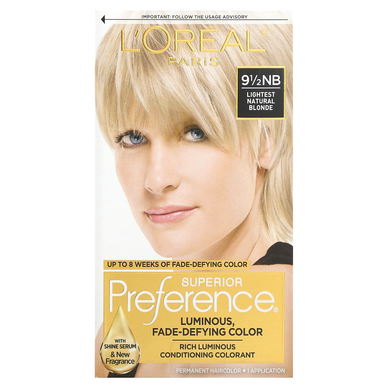 L'Oréal-Superior Preference-Luminous-Fade-Defying Color-9 1/2 NB-Lightest Natural Blonde-1 Application