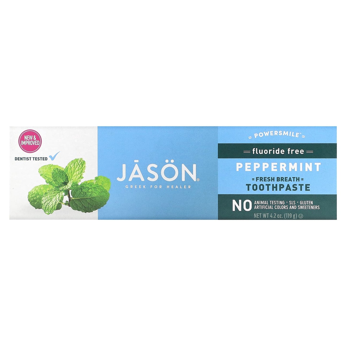 Jason Natural, Powersmile, Fresh Breath Toothpaste, Fluoride Free, Peppermint, 4.2 oz (119 g)