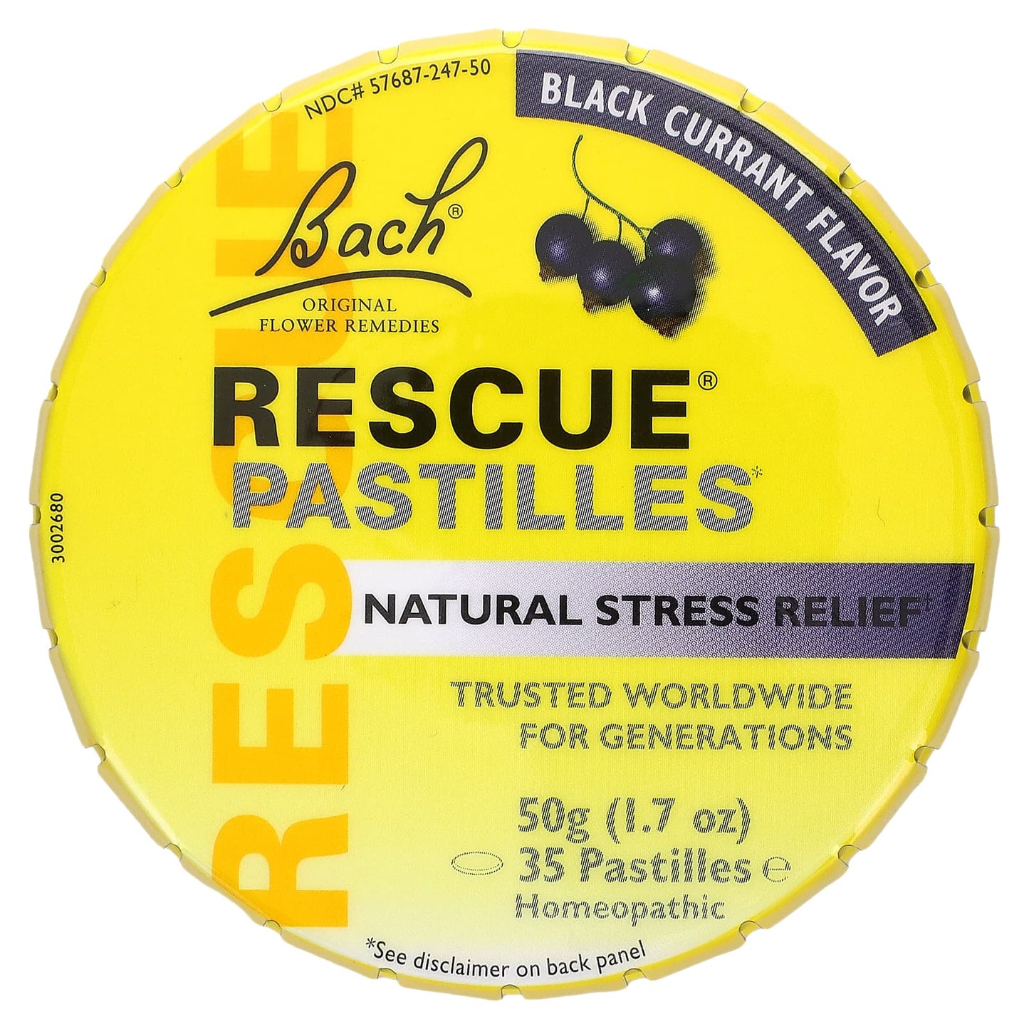 Bach-Rescue Pastilles-Natural Stress Relief-Black Currant-35 Pastilles-1.7 oz (50 g)