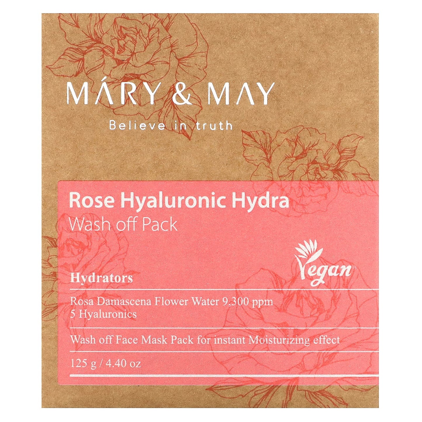 Mary & May, Rose Hyaluronic Hydra, Wash Off Pack, 4.4 oz (125 g)