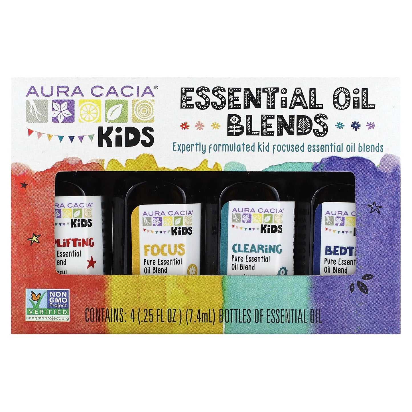 Aura Cacia, Kids, Essential Oil Blends, 4 Bottles, 0.25 fl oz (7.4 ml)