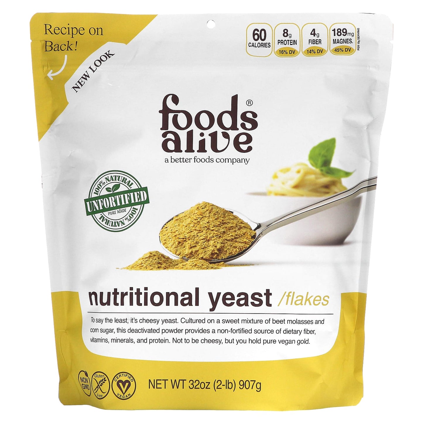 Foods Alive-Non-Fortified Nutritional Yeast-Flakes-2 lbs (907 g)