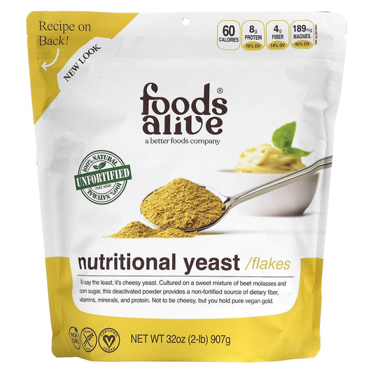 Foods Alive-Non-Fortified Nutritional Yeast-Flakes-2 lbs (907 g)