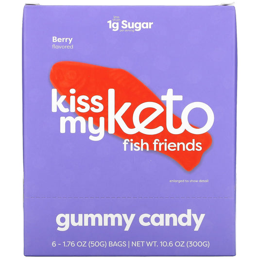 Kiss My Keto-Fish Friends Gummy Candy-Berry-6 Bags-1.76 oz ( 50 g) Each