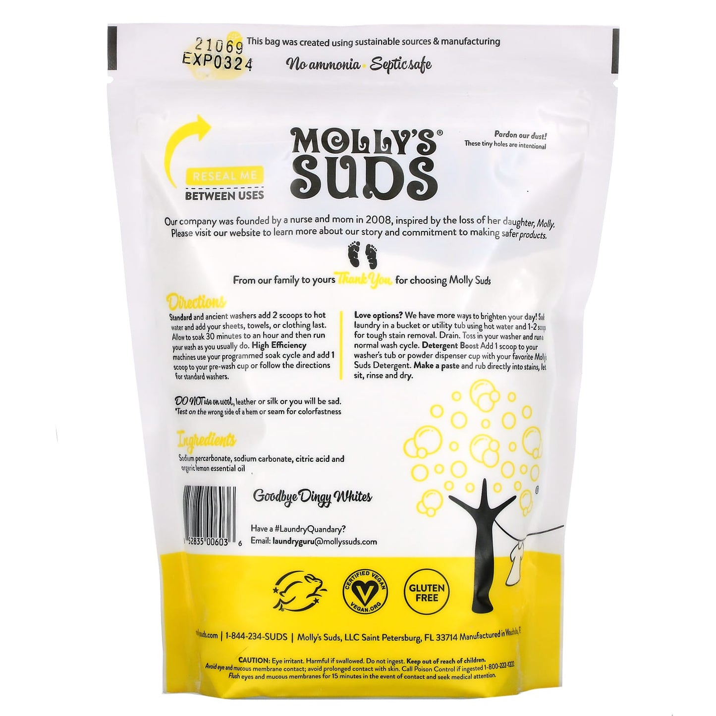 Molly's Suds, Oxygen Whitener with Lemon, 41.09 oz (1.15 kg)