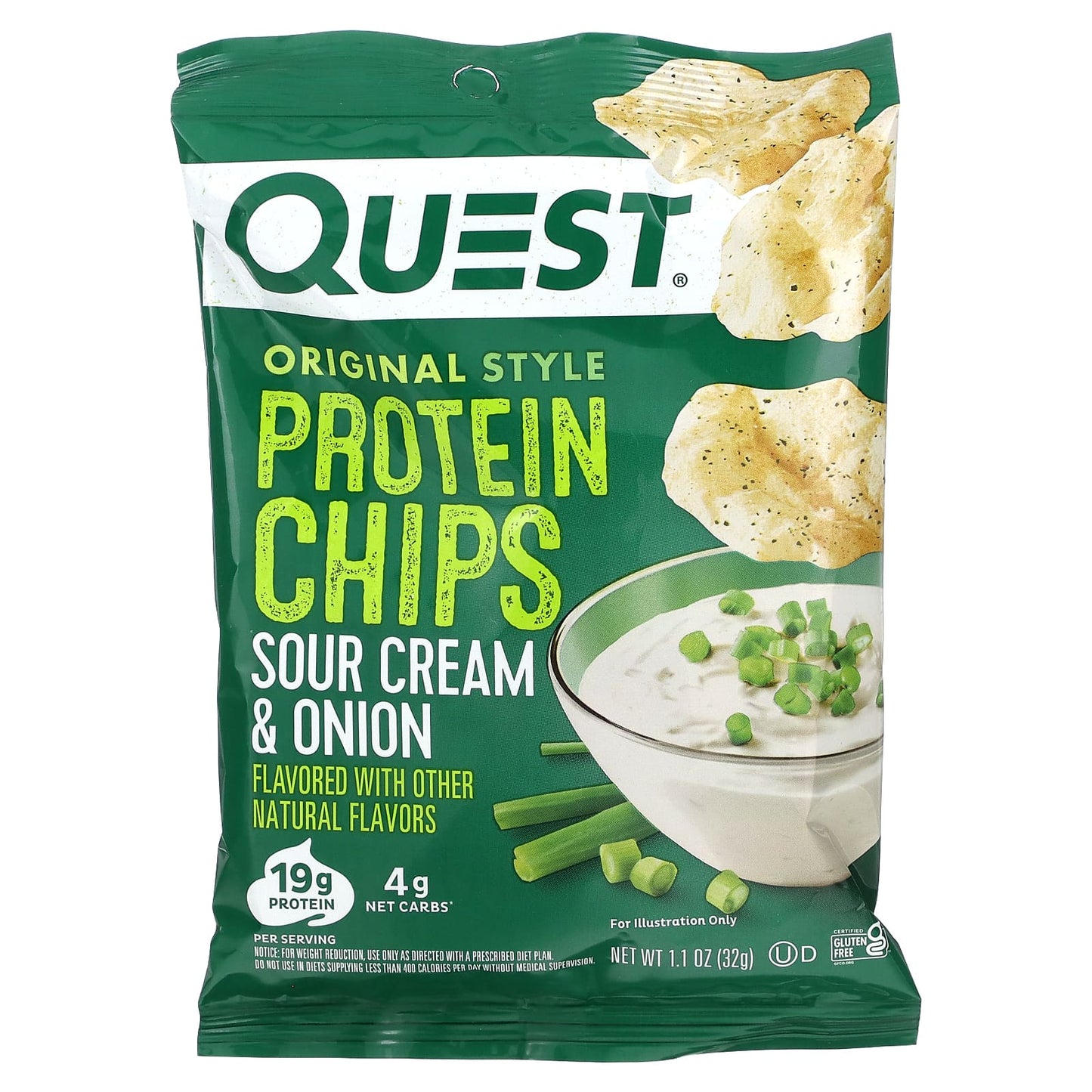 Quest Nutrition, Original Style Protein Chips, Sour Cream & Onion, 8 Bags, 1.1 oz (32 g) Each