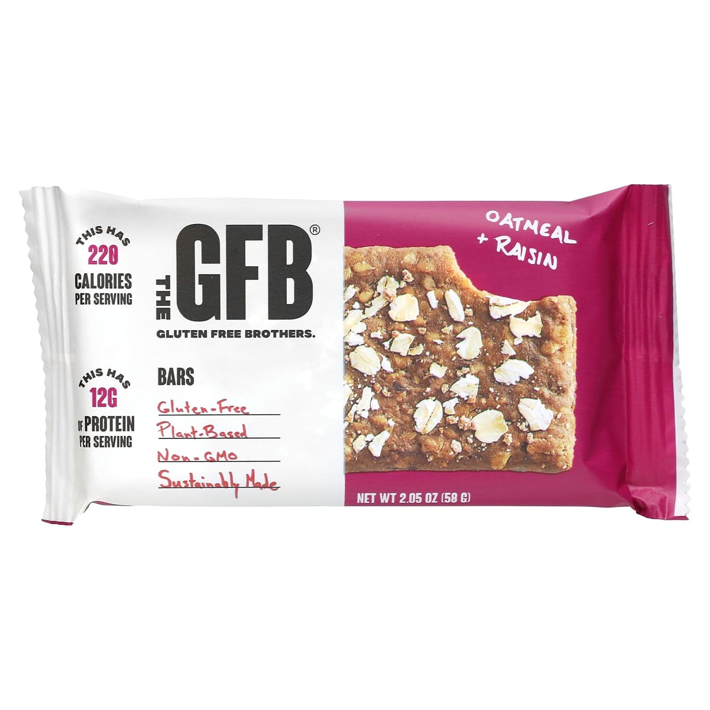 The GFB, Gluten Free Bars, Oatmeal Raisin Bars, 12 Bars, 2.05 oz (58 g) Each