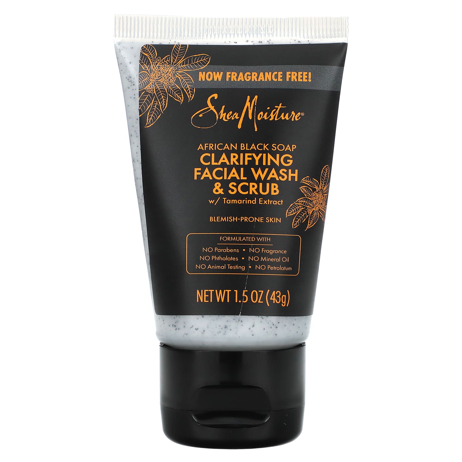 SheaMoisture-African Black Soap-Clarifying Facial Wash & Scrub-Fragrance Free-1.5 oz (43 g)