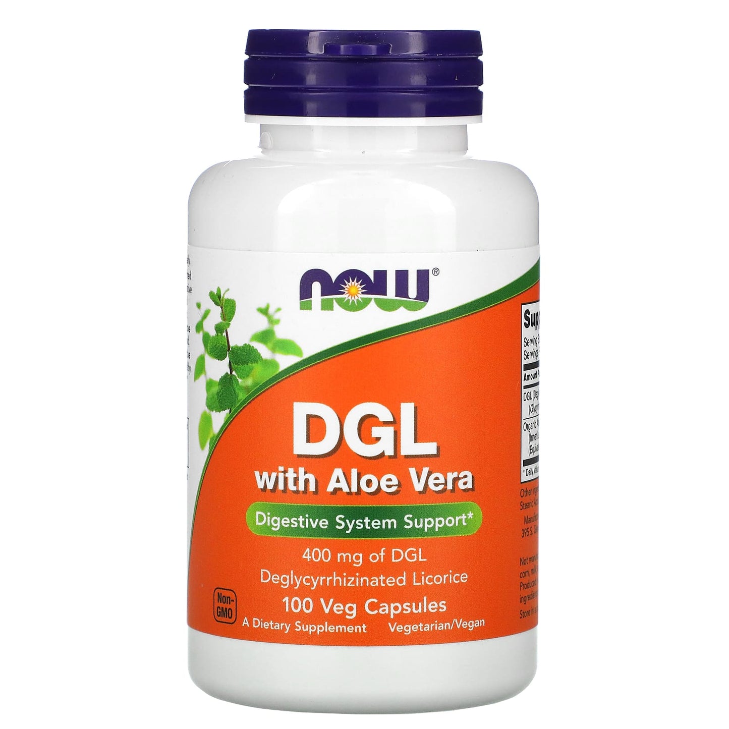 NOW Foods-DGL with Aloe Vera-400 mg-100 Veg Capsules