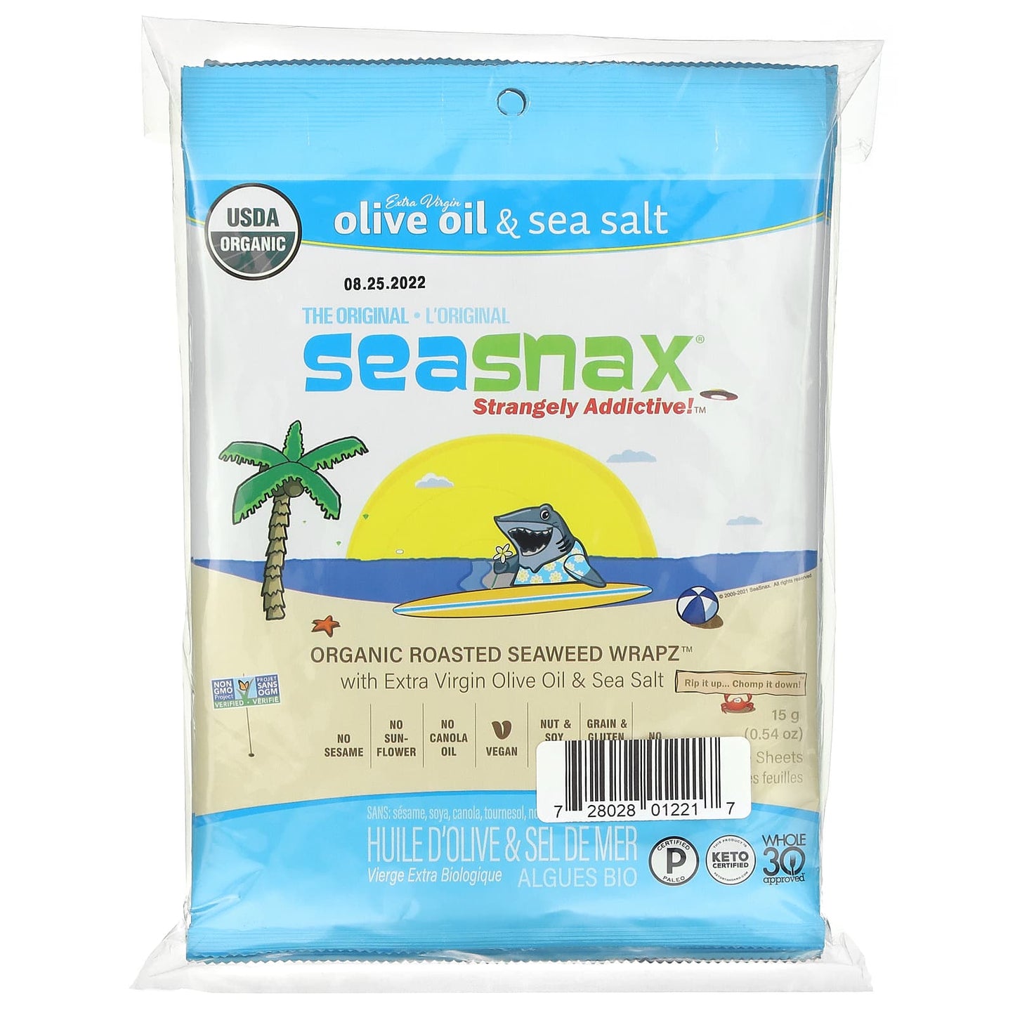 SeaSnax-Organic Roasted Seaweed Wrapz-Original-20 Large Sheets-2.16 oz (60 g)