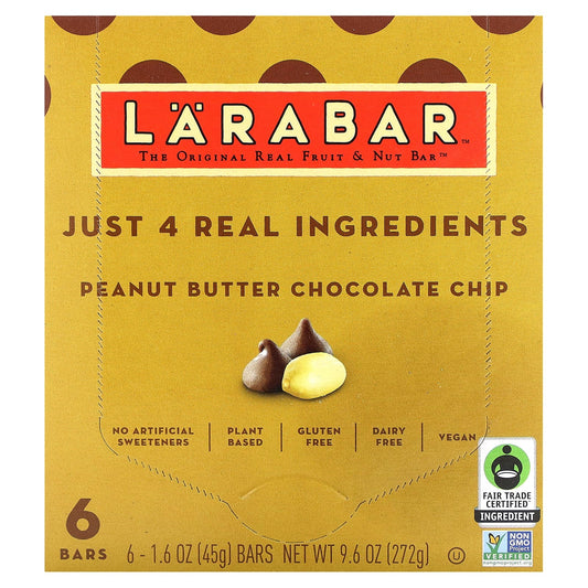 Larabar-The Original Real Fruit & Nut Bar-Peanut Butter Chocolate Chip-6 Bars-1.6 oz (45 g) Each