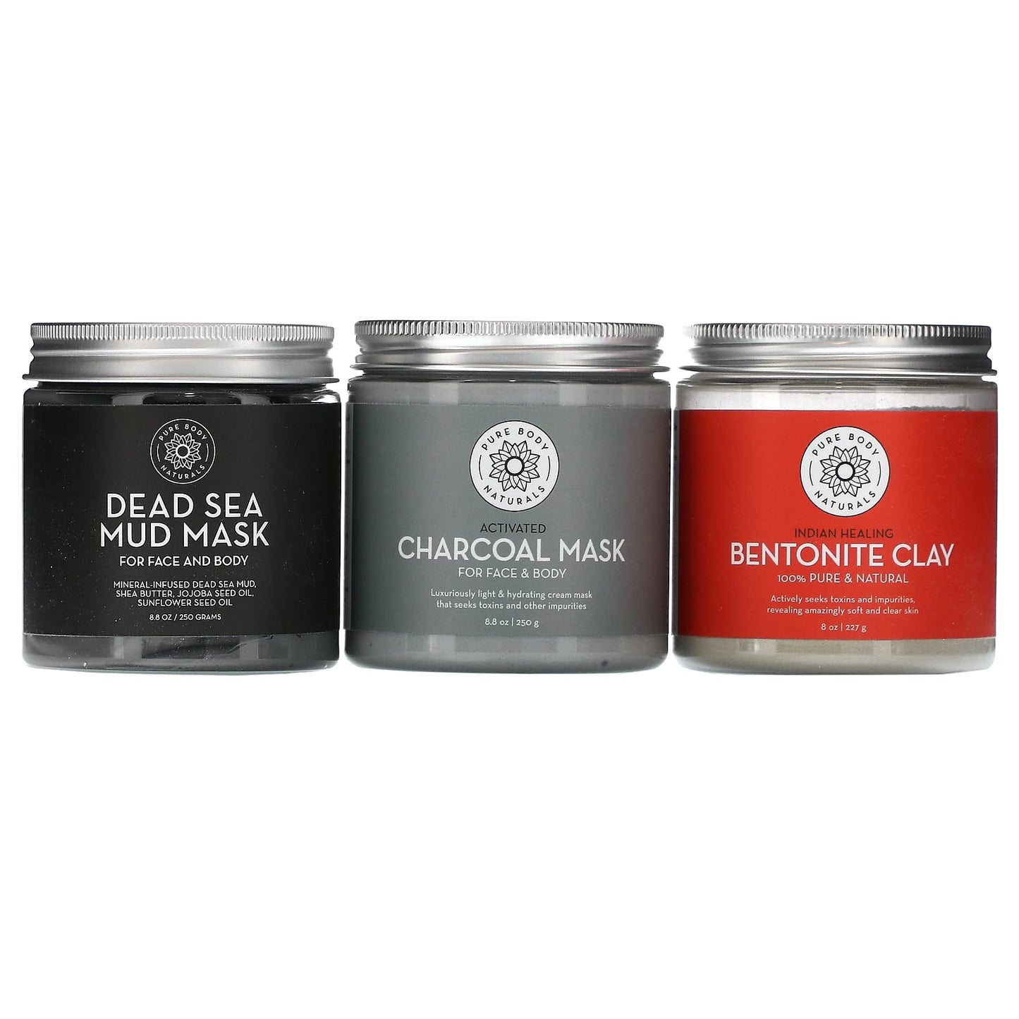 Pure Body Naturals-Natural Face Beauty Mask Collection-3 Piece Set