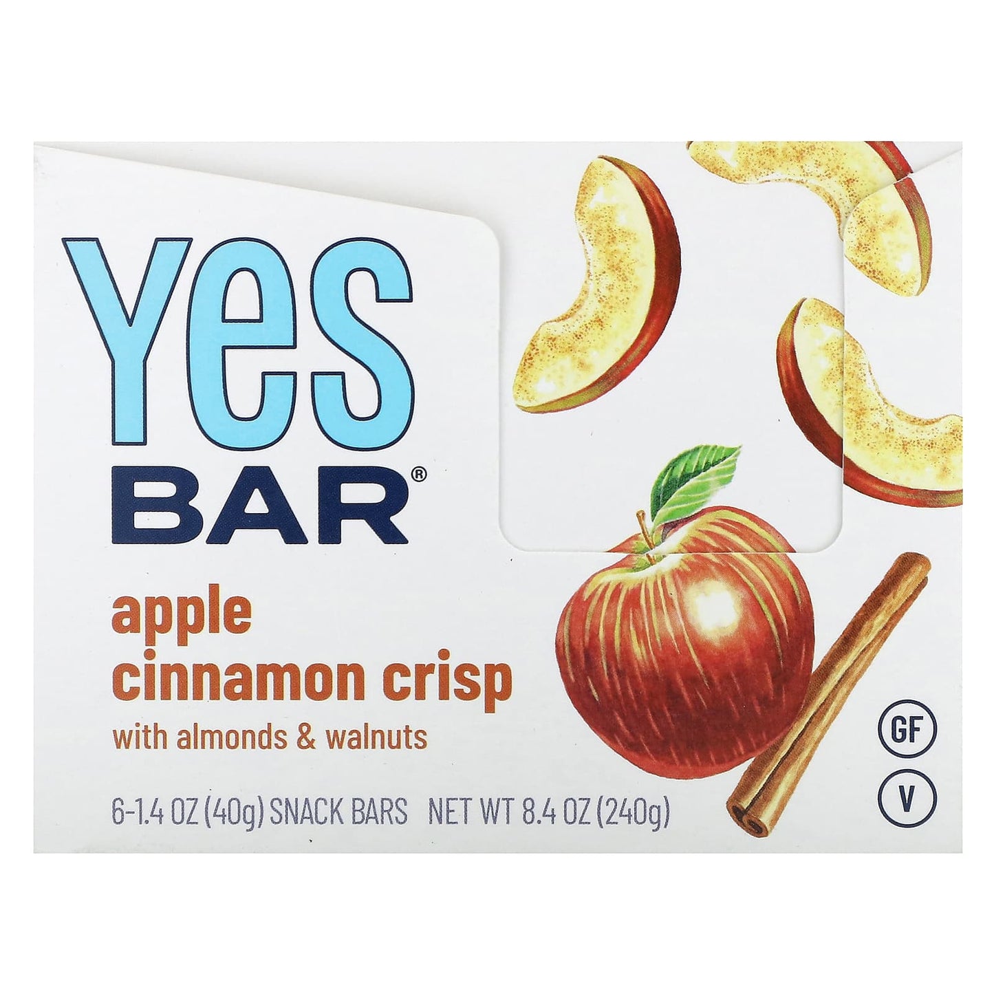 Yes Bar-Snack Bar-Apple Cinnamon Crisp-6 Bars-1.4 oz (40 g) Each