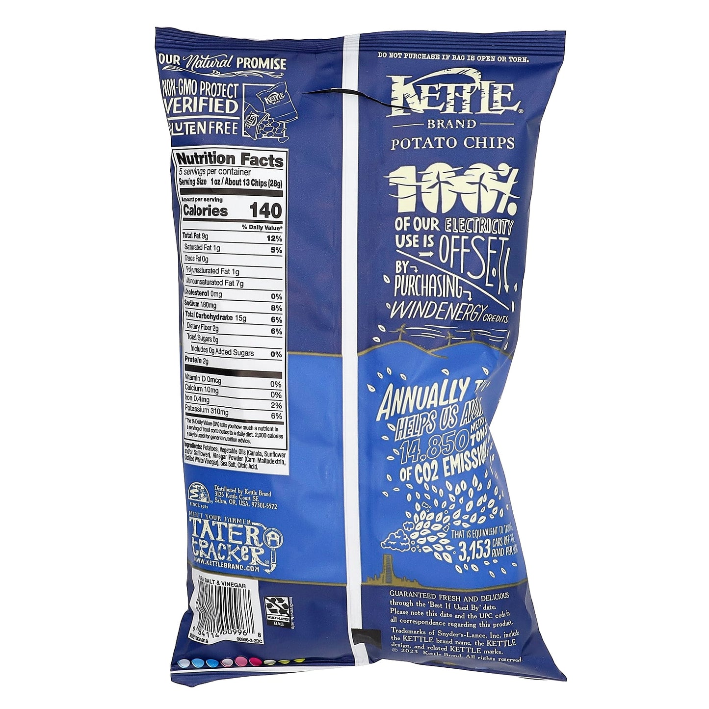 Kettle Foods, Potato Chips, Sea Salt & Vinegar, 5 oz (141 g)