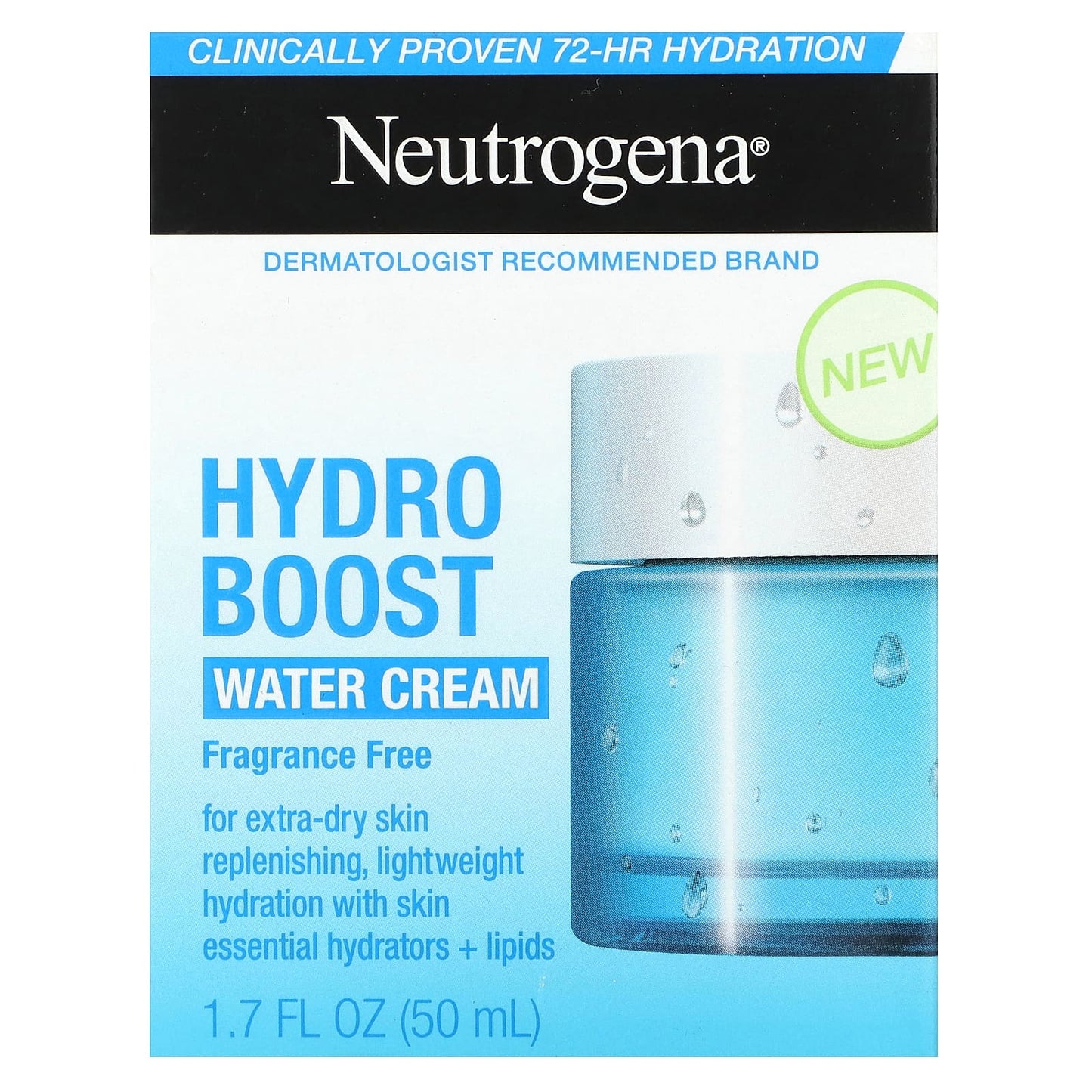 Neutrogena, Hydro Boost, Water Cream, Fragrance Free, 1.7 fl oz (50 ml)