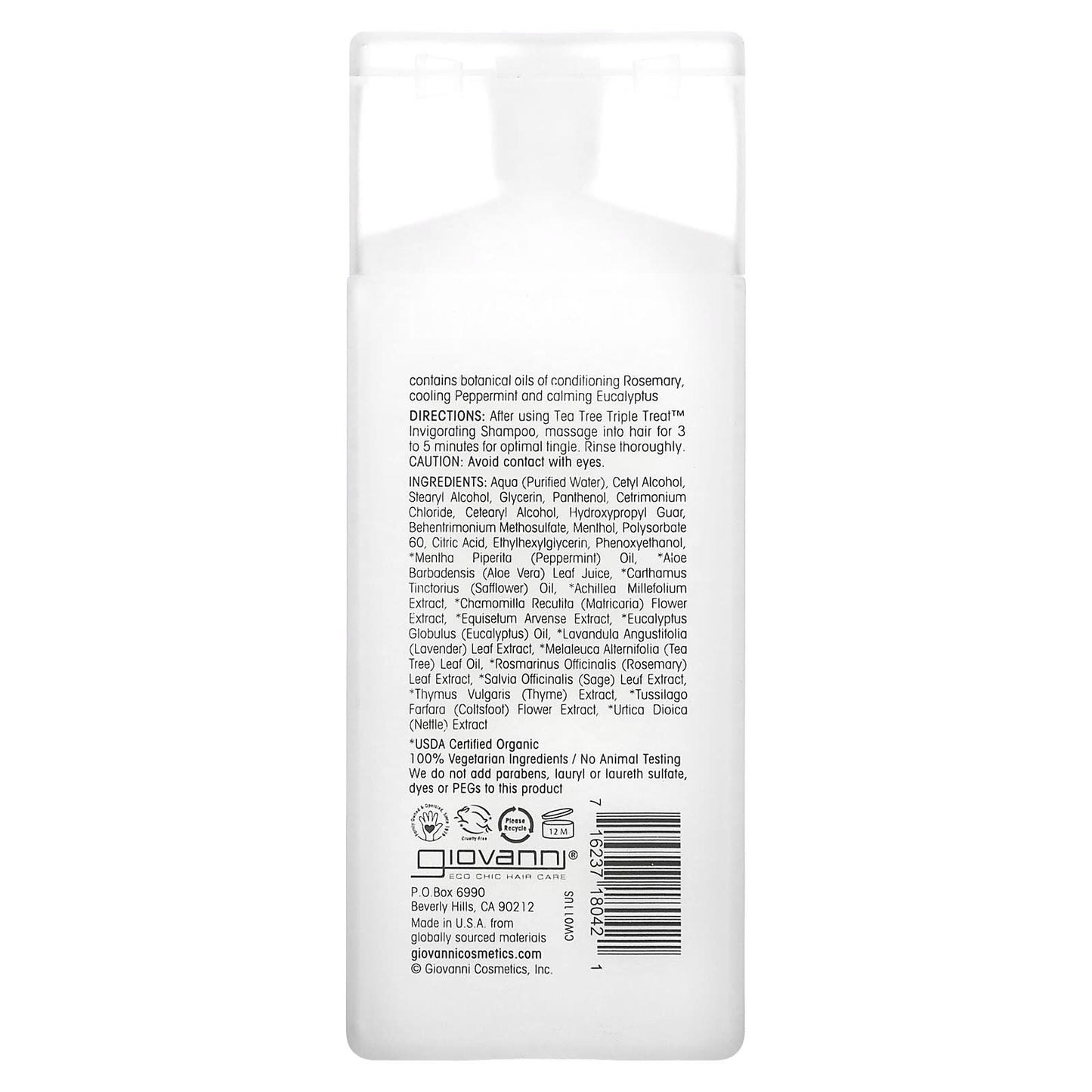 Giovanni, Tea Tree Triple Treat, Invigorating Conditioner, For All Hair Types, 2 fl oz (60 ml)